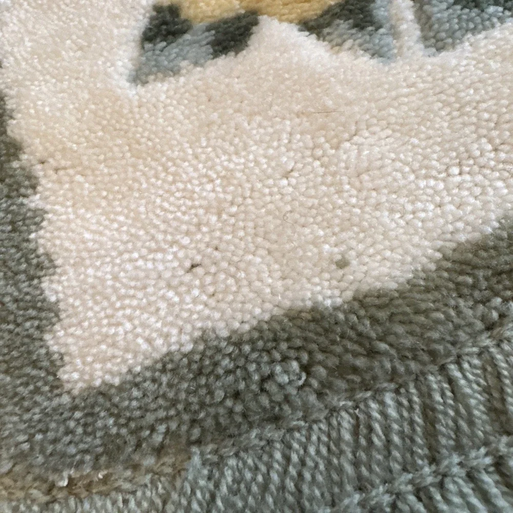 Vintage Sage Green Floral Contour Plush Rug Fringe Bathroom